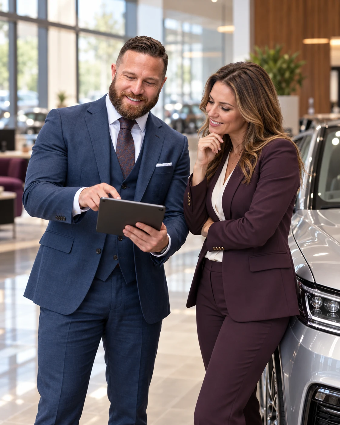 Blake Kerr consulting at an automotive showroom.