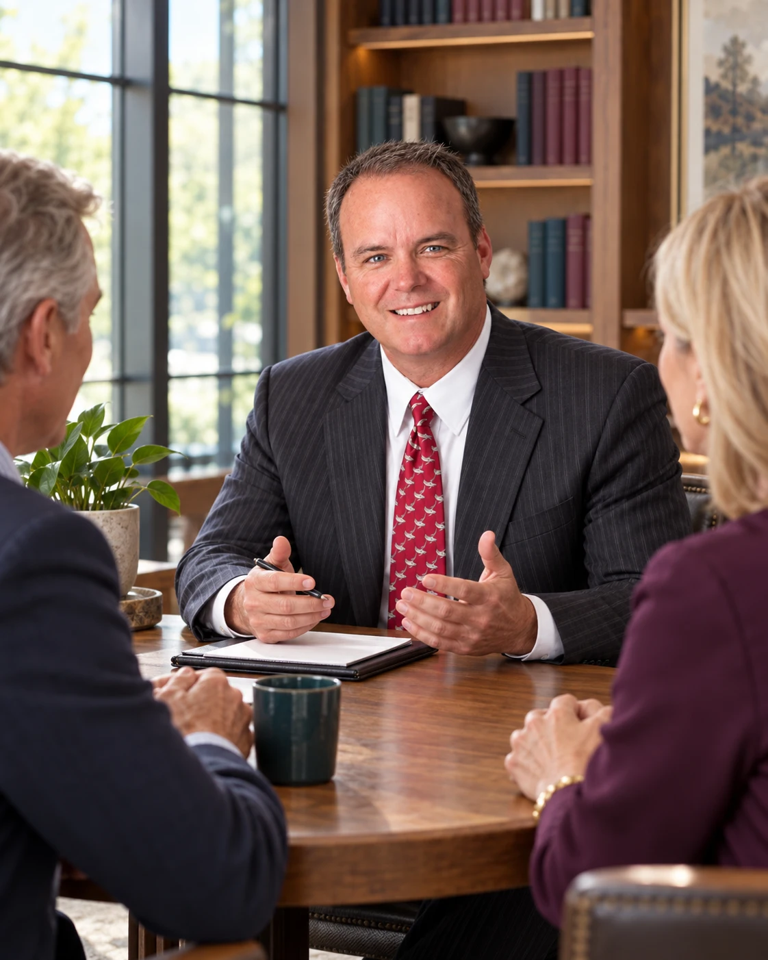 Ken Rowe discussing planning with a business-owning couple.