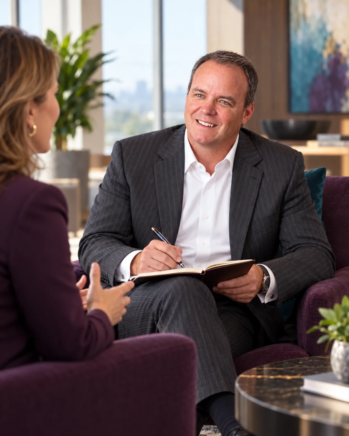 Ken Rowe consulting with a business owner.